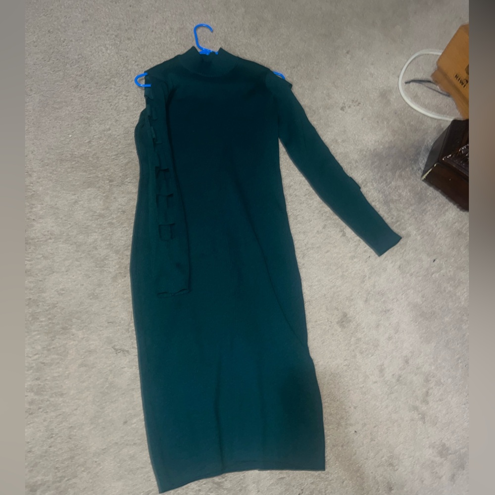 Cato Forest Green Long Sleeve Midi Dress